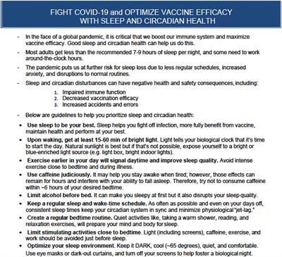 Sleep, Circadian Health and Melatonin for Mitigating COVID-19 and Optimizing Vaccine Efficacy